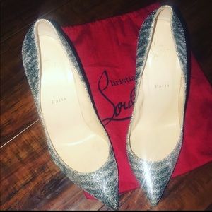 Christian Louboutin silver Heels